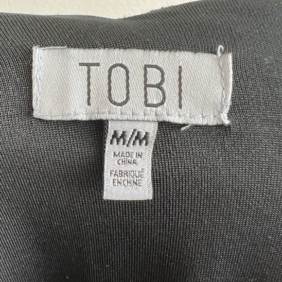 TOBI Black Valari Crushed Velvet Side Tie Strappy Plunge Backless Mini Dress M - Picture 5 of 9